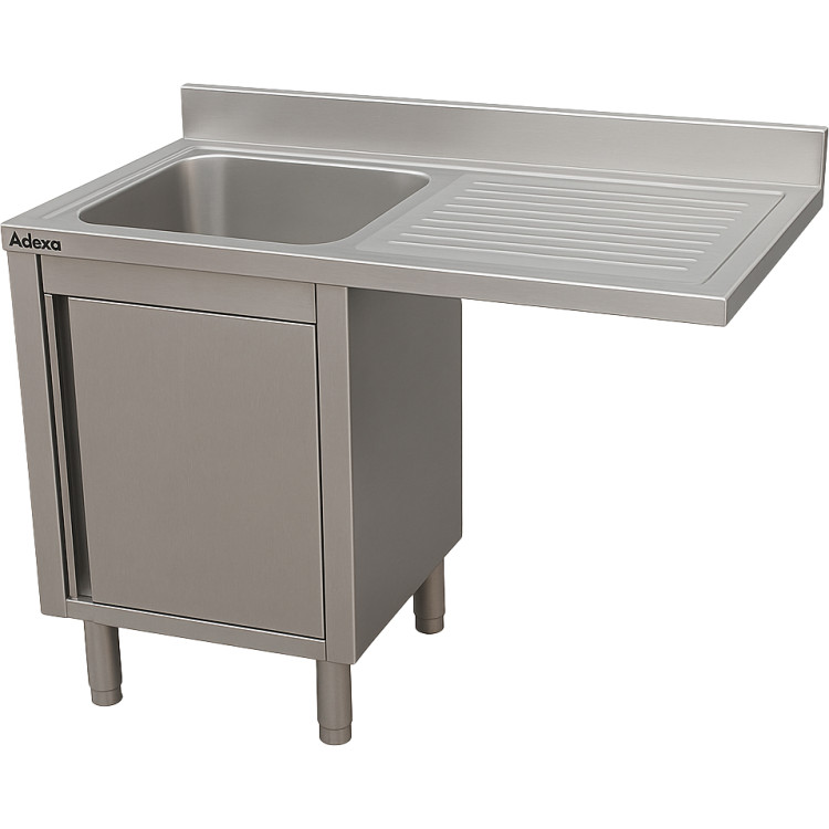 Évier simple bac en acier inoxydable avec égouttoir à droite et meuble sous-évier 1200×700×950 mm | Adexa YLC127SBL1