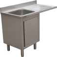 Évier simple bac en acier inoxydable avec égouttoir à droite et meuble sous-évier 1200×700×950 mm | Adexa YLC127SBL1