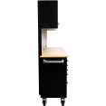 Coffre à outils roulant robuste en acier de 183 cm (72 po) avec plateau en bois, armoire supérieure et panneau perforé, 15 tiroirs, 1978 x 515 x 1828 mm, noir | Adexa YZM112