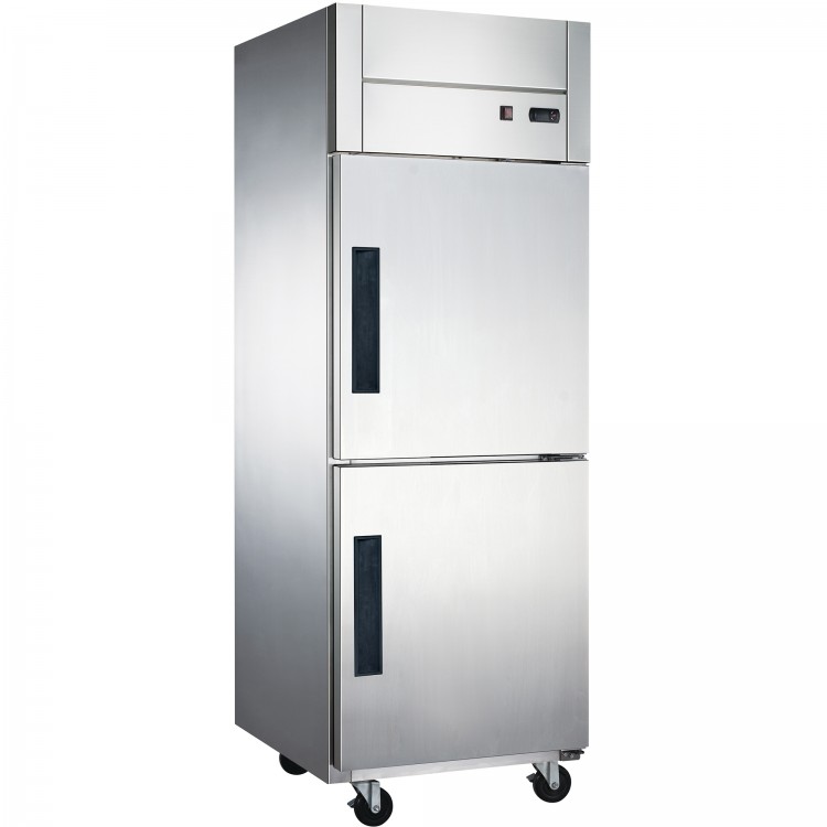 Réfrigérateur professionnel Armoire verticale en acier inoxydable Porte divisée 600 litres Refroidissement par ventilateur | Adexa Z06DF