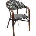 Chaise de bistro en rotin, structure tubulaire double en aluminium, finition marron et bois | Adexa ZF2000C Chaise de bistro en rotin, structure tubulaire double en aluminium, finition marron et bois | Adexa ZF2000C