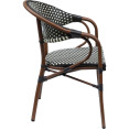 Chaise de bistro en rotin, structure tubulaire double en aluminium, finition marron et bois | Adexa ZF2000C Chaise de bistro en rotin, structure tubulaire double en aluminium, finition marron et bois | Adexa ZF2000C