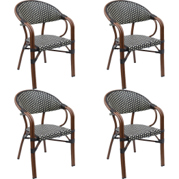 Chaise de bistro en rotin, structure tubulaire double en aluminium, finition marron et bois | Adexa ZF2000C Chaise de bistro en rotin, structure tubulaire double en aluminium, finition marron et bois | Adexa ZF2000C