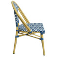 Chaise de bistro en aluminium et rotin PE – Style café tressé bleu et blanc | Adexa ZF2003CGDBL