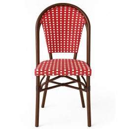 Chaise de bistro en aluminium et rotin PE – Style café tressé rouge et blanc | Adexa ZF2045CDBRD