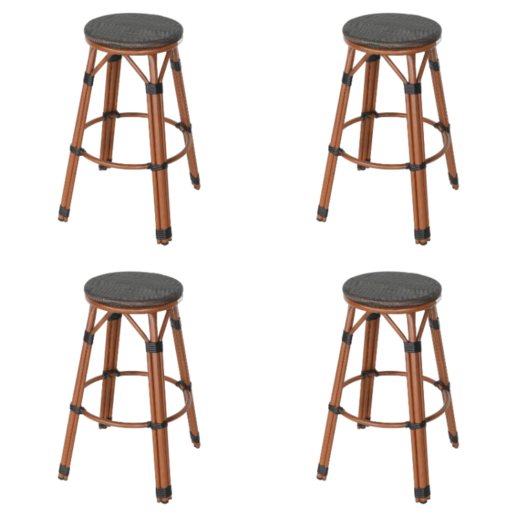 Tabouret de bar Bistro Teslin en aluminium et bois | Adexa ZF3001CWOOD