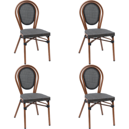 Chaise de bistro Teslin en aluminium brun et bois | Adexa ZF3007CBROWNWOOD Chaise de bistro Teslin en aluminium brun et bois | Adexa ZF3007CBROWNWOOD