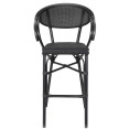 Tabouret de bar haut d'extérieur en Textilene aluminium noir | Adexa ZF3030CBLACK
