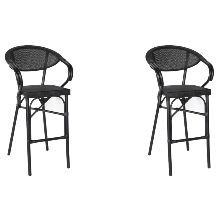 Tabouret de bar haut d'extérieur en Textilene aluminium noir | Adexa ZF3030CBLACK