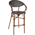 Tabouret de bar haut d'extérieur en Textilène, aluminium et bois | Adexa ZF3030CWOOD