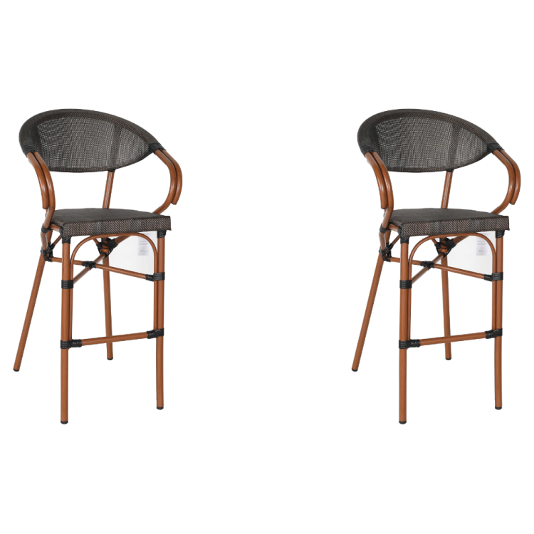 Tabouret de bar haut d'extérieur en Textilène, aluminium et bois | Adexa ZF3030CWOOD