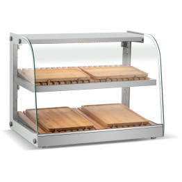 Vitrine neutre incurvée à 2 niveaux 685 x 455 x 516 mm, cadre en acier inoxydable | Adexa ZW100RSS Vitrine neutre incurvée à 2 niveaux 685 x 455 x 516 mm, cadre en acier inoxydable | Adexa ZW100RSS