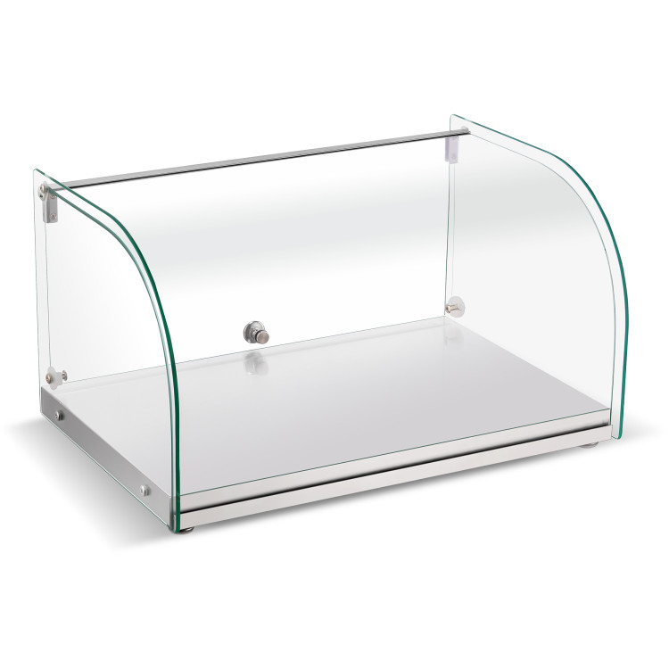 Vitrine en verre incurvée 550 x 380 x 312 mm, cadre en acier inoxydable | Adexa ZW25RSS