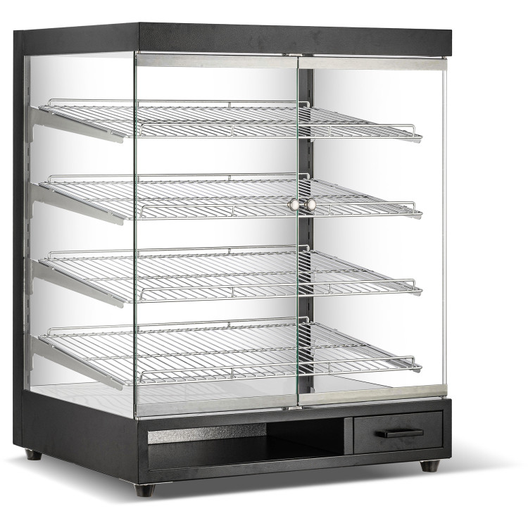Vitrine à pâtisserie en verre à 4 niveaux, 800 x 575 x 967 mm, noire | Adexa ZW318BLACK