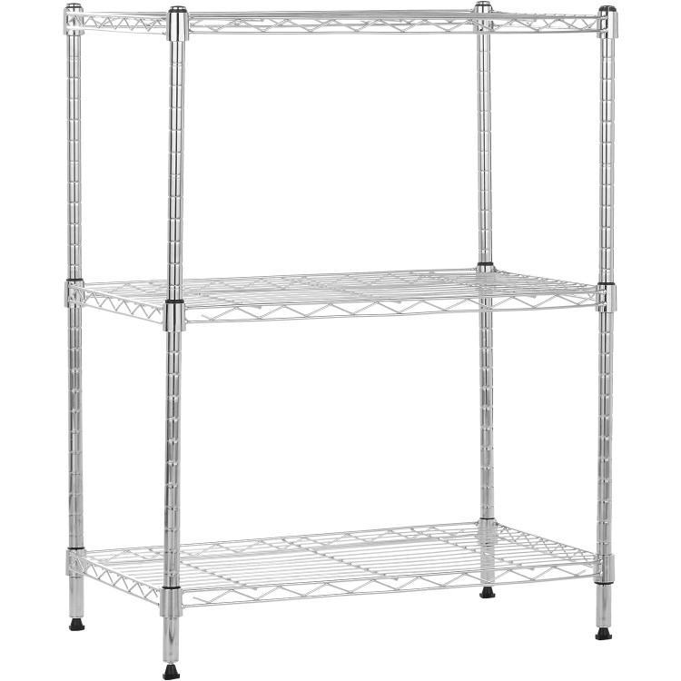Étagère commerciale à 3 niveaux, 750 kg, largeur 1200 mm, profondeur 350 mm, fil chromé | Adexa AMJ540
