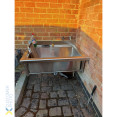 Évier commercial pour lavage des mains et des casseroles, 1 cuve, dosseret en acier inoxydable, dimensions 1000 x 700 x 900 mm, pieds ronds | Adexa PSR10070