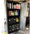 Armoire à outils professionnelle en acier noir à 2 portes verrouillables et 4 étagères réglables 800 x 420 x 1830 mm | Adexa SART216
