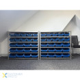 Étagère à bacs professionnelle robuste à 5 niveaux avec 22 bacs de rangement en plastique 1120 x 390 x 1010 mm | Adexa SBRHD2250