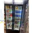 Refroidisseur de bouteilles commercial vertical 160 litres, porte vitrée à charnière unique, noir et blanc | Adexa SSP160FEA