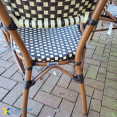 Chaise de bistro en rotin, structure tubulaire double en aluminium, finition marron et bois | Adexa ZF2000C Chaise de bistro en rotin, structure tubulaire double en aluminium, finition marron et bois | Adexa ZF2000C